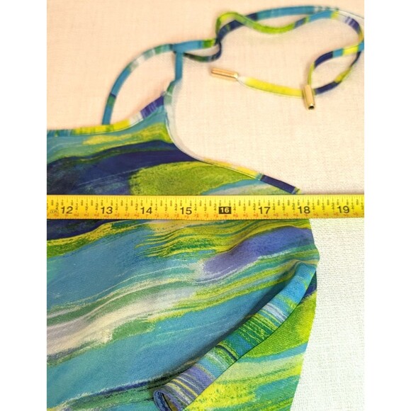 Calvin Klein Maxi Dress Women’s Size 8 Sleeveless Blouson Draped Blue Stripe - Picture 7 of 12